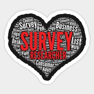 Survey researcher Heart Shape Word Cloud Design design Sticker